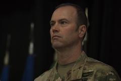 U.S. Army Brig. Gen. William J. Edwards at NATO Headquarters Sarajevo transfer of authority ceremony