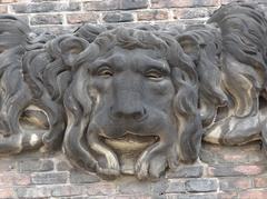Lion relief sculpture on the façade of Charlottenborg Palace in Copenhagen