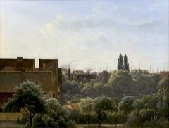 View from Charlottenborg over Botanical Garden towards Mønten in Copenhagen
