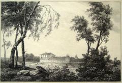 Lithograph of Hässelby Castle in Stockholm from the early 1800s