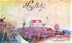 Detail from 1689 painting of Hässelby Castle by Carl Gripenhielm on his Mälar Map showing Hässelby gård in Stockholm