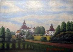 Hässelby castle oil painting by Johan Elfström 1899