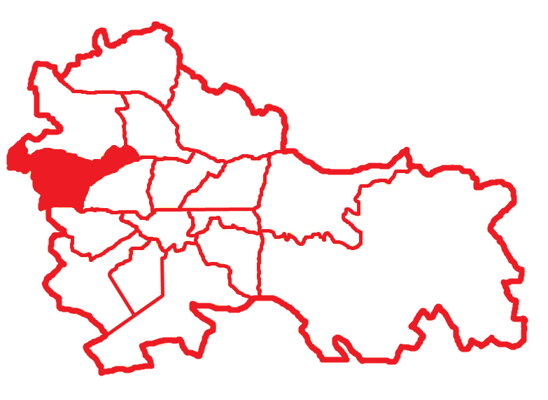 Map highlighting the Dravlje district in Ljubljana