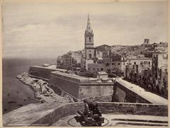 Historic quarantine entrance at Marsa Muscat captured by Francis Frith