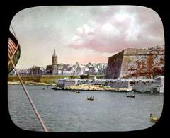 View of Malta city in 1896 with buildings and coastline