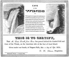 Fac-simile of a certificate delivered by the guardian of the cave of Winds