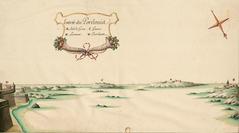 Entrance of Port-Louis harbor in the early 17th century showing historic ships and fortifications