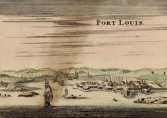 Historic drawing of Port-Louis in 1702