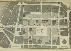 Historical map of the center of Florence circa 1860