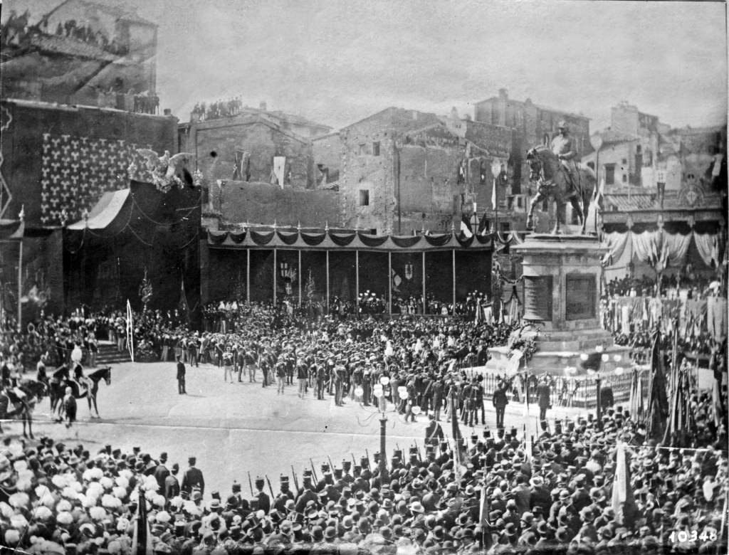 Equestrian statue inauguration in Piazza Vittorio Emanuele II on 20 September 1890