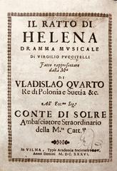 Libretto of the first opera staged in Vilnius Lithuania 1636