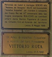 Madonna del Resegone dedication plaque in Lecco