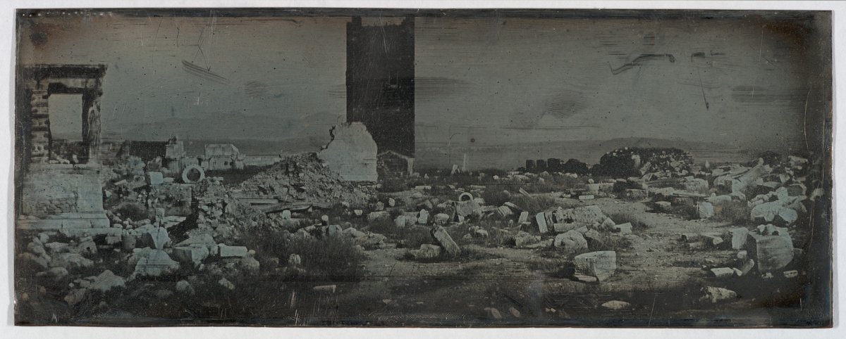 Ancient ruins on the Acropolis in Athens with detailed foreground elements