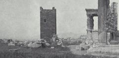 Historical Frankish Tower in the Acropolis of Athens before 1875 demolition