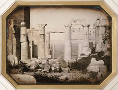 East façade of the Propylaea on the Acropolis Athens with Frankish Tower in 1850