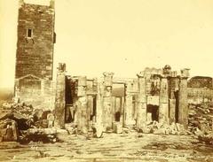 Historical view of Frankish Tower and Athenian Propylaea on the Acropolis of Athens
