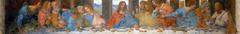 Painting depicting the Last Supper, Jesus and his disciples gathered around a table