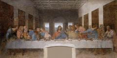The Last Supper painting by Leonardo Da Vinci depicting Jesus and his disciples at the table