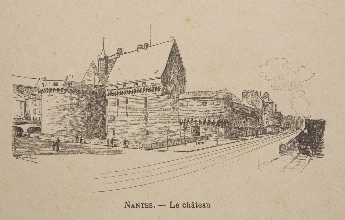 Vintage illustration of Nantes cityscape from Les Grandes Villes de France by Fernand Bertaux