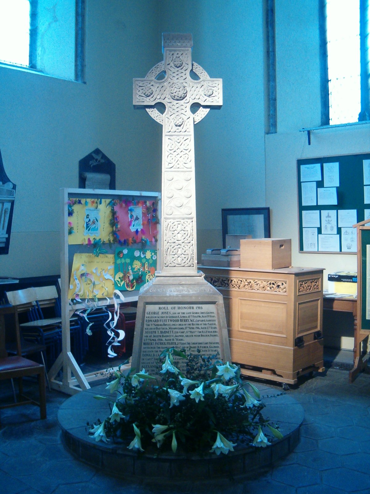 Medieval Celtic cross at St. Nicholas' Collegiate Church in Galway, Ireland