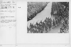 American troops marching in Trafalgar Square London 1917