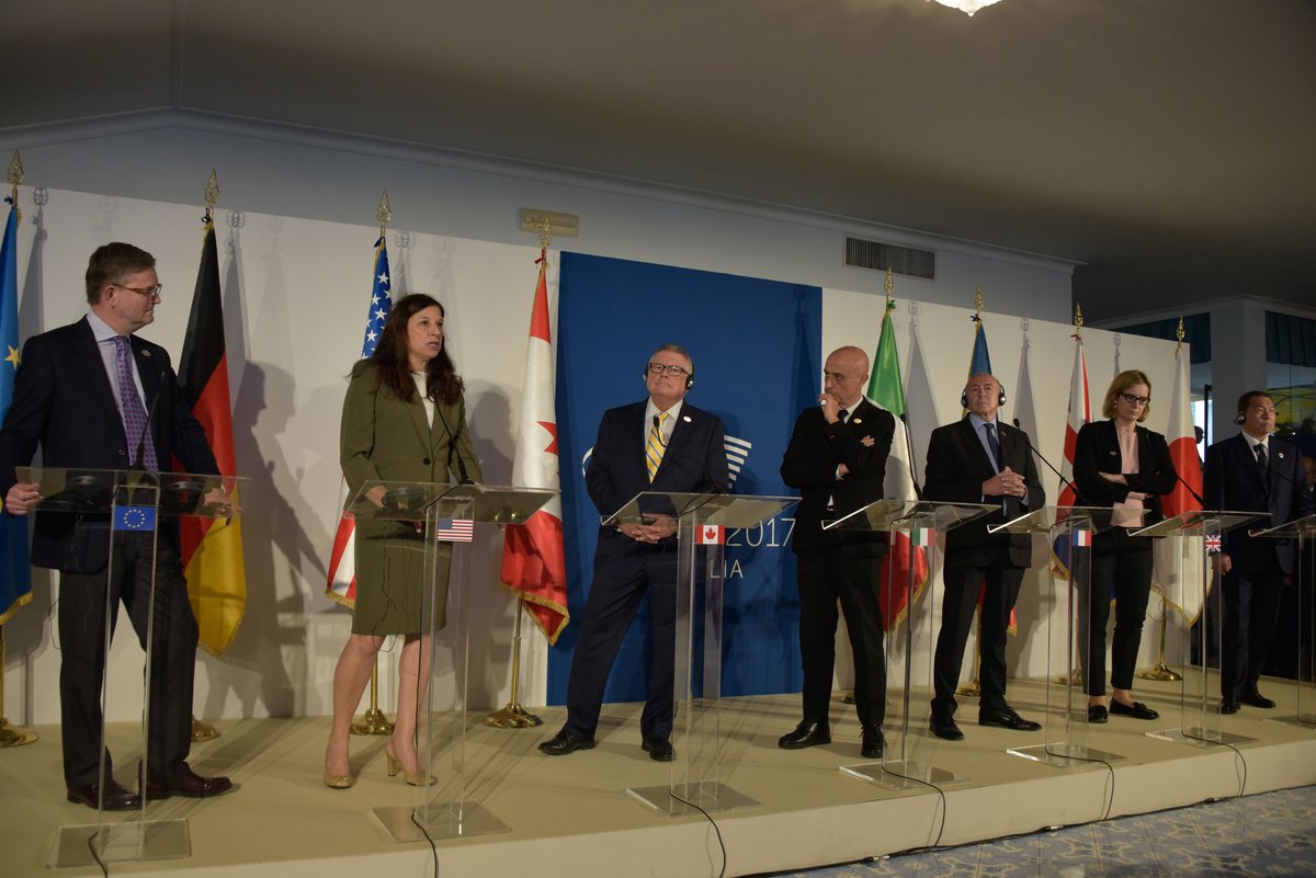 G7 Interior Ministers at a press conference in Ischia Italy October 2017
