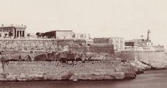 View of Valletta city with Fort St Elmo Lighthouse in the foreground