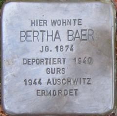 Stolperstein Dedicato A Bertha Baer