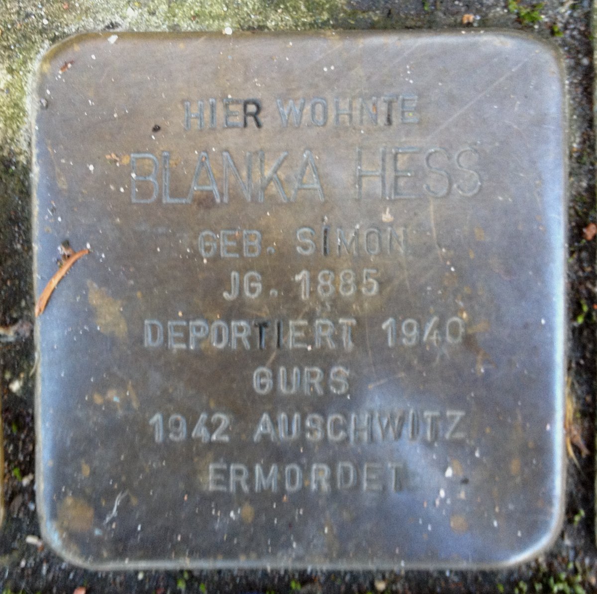 Stolperstein memorial dedicated to Chaim Färber in Karlsruhe, Germany embedded in pavement