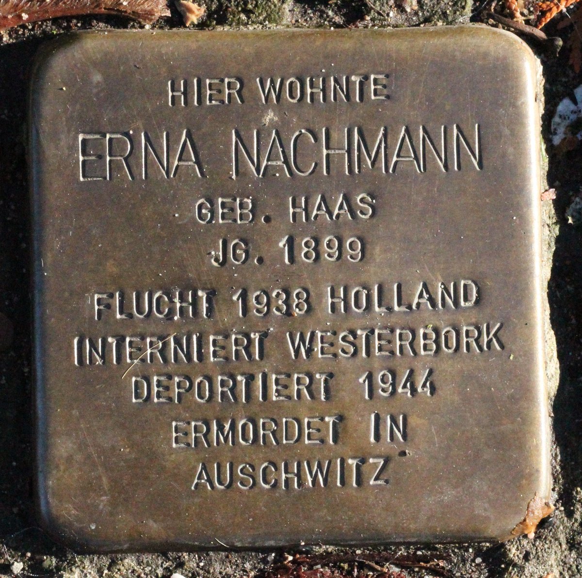 Stolperstein memorial stone dedicated to Erna Nachmann in Karlsruhe, Germany