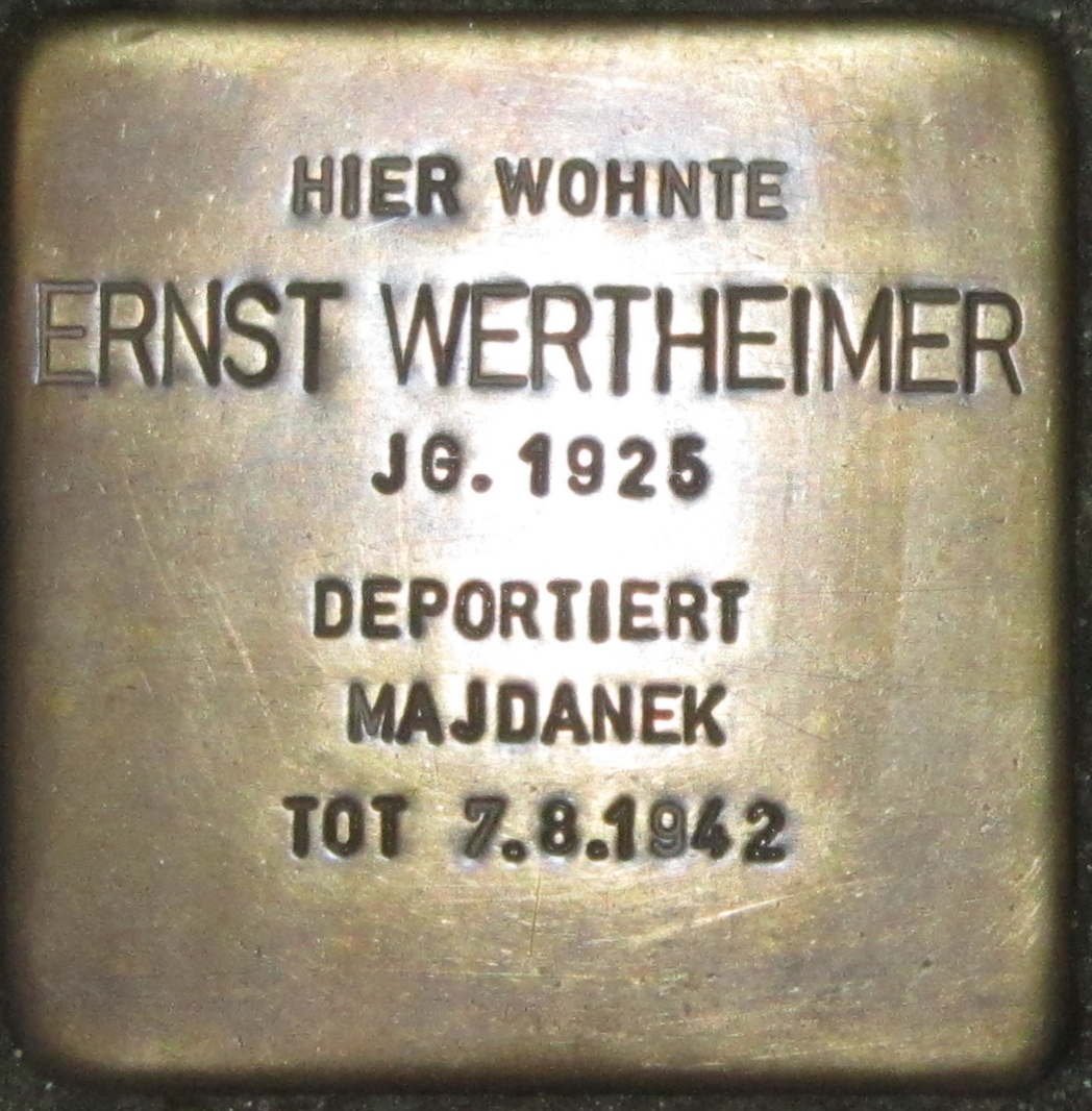 Stolperstein memorial stone dedicated to Ernst Wertheimer in Karlsruhe, Germany