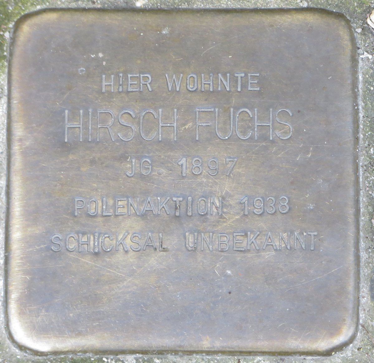 Stolperstein dedicated to Hirsch Fuchs in Karlsruhe, Germany