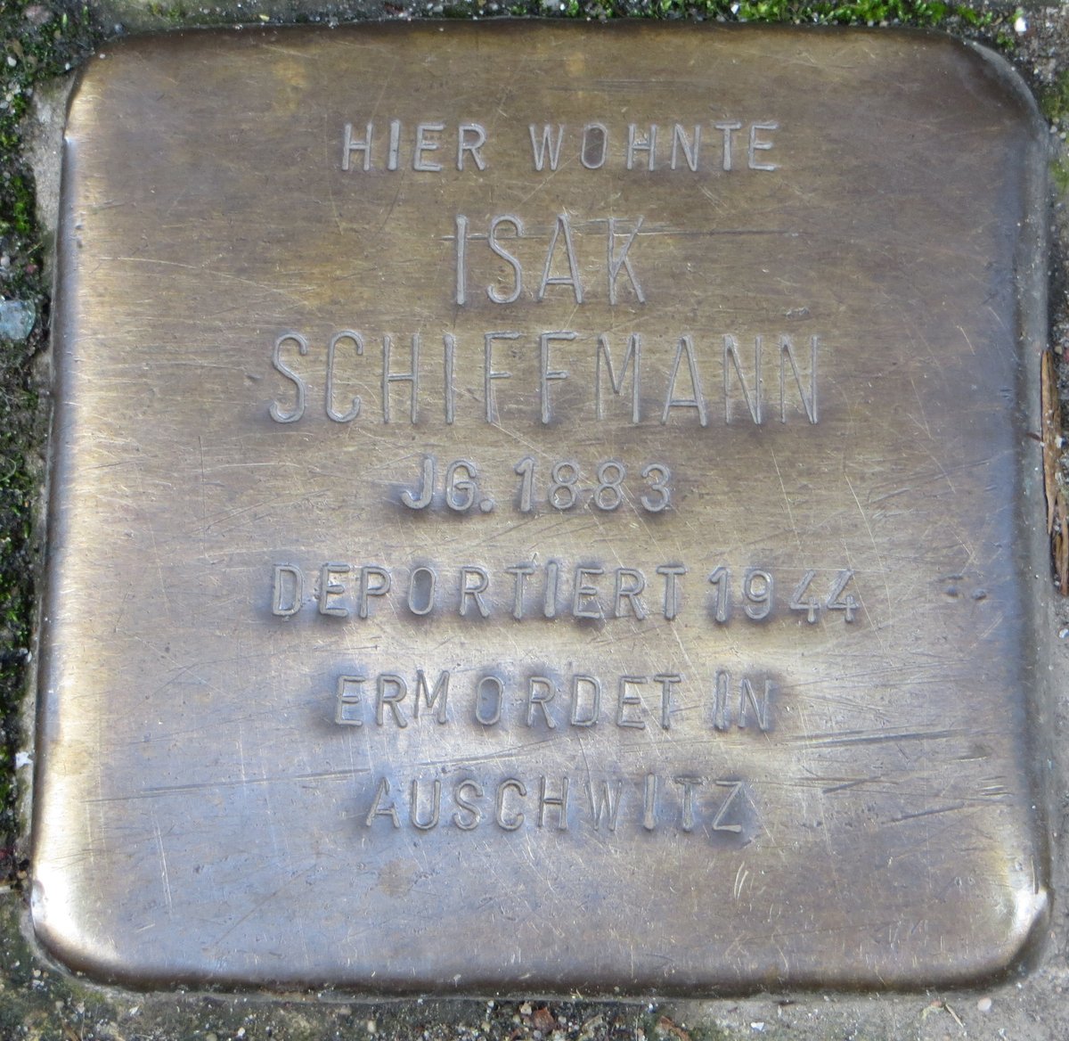 Stolperstein memorial stone for Isak Schiffmann in Karlsruhe, Germany