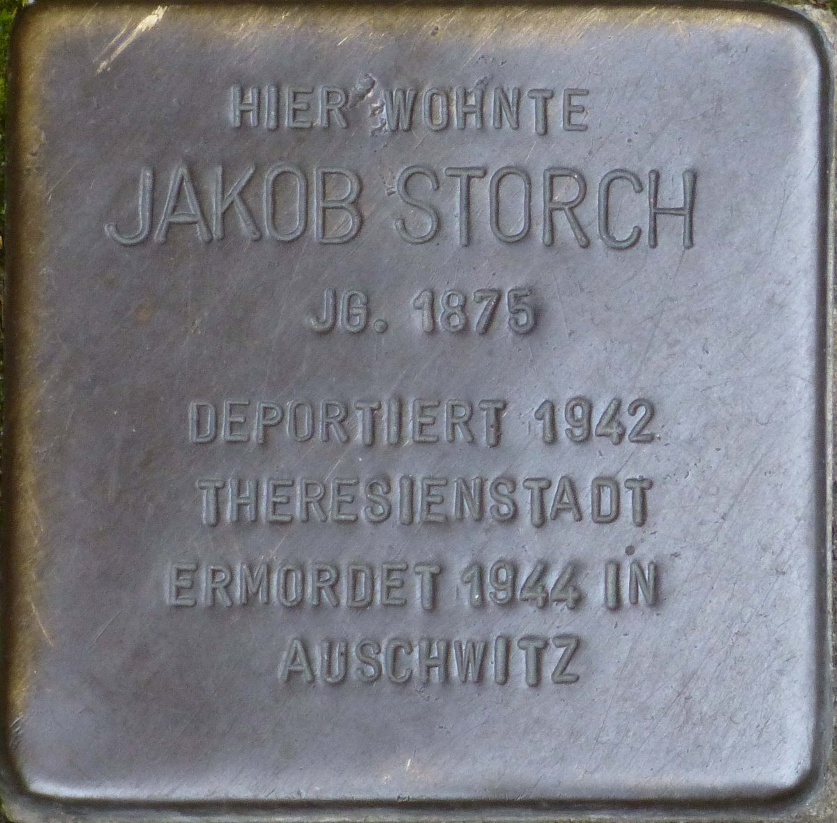 Stolperstein dedicated to Jakob Storch in Karlsruhe, Germany