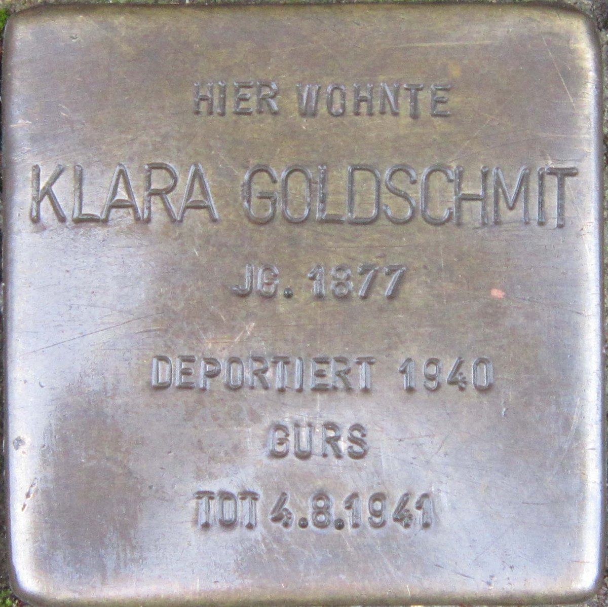Stolperstein memorial stone for Klara Goldschmit in Karlsruhe, Germany