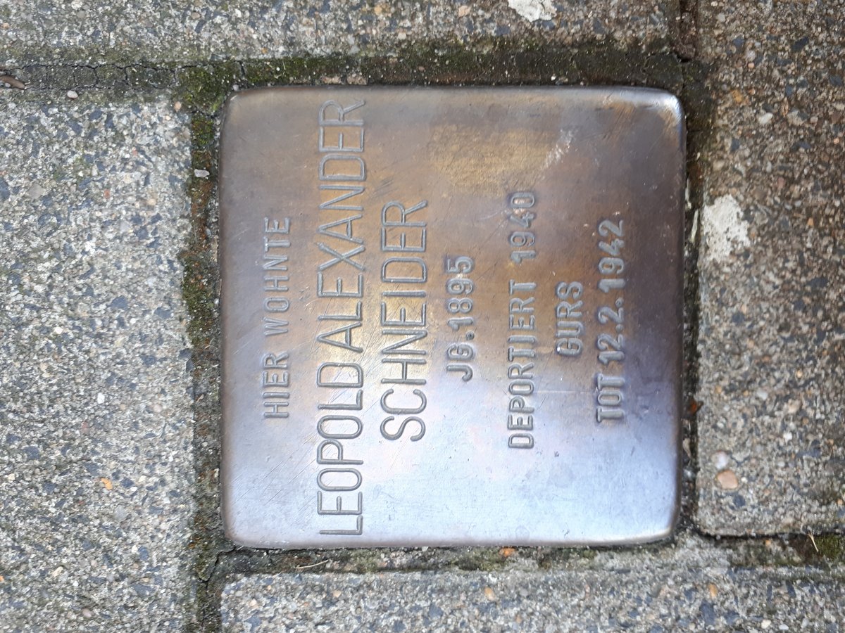 Stolperstein dedicated to Leopold Alexander Schneider in Karlsruhe, Germany