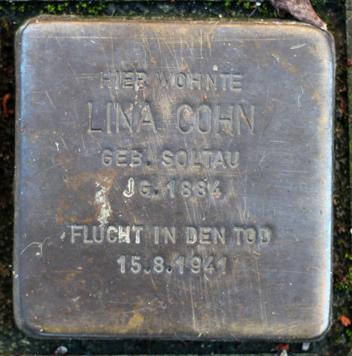 Stolperstein memorial dedicated to Lina Cohn in Karlsruhe, Germany