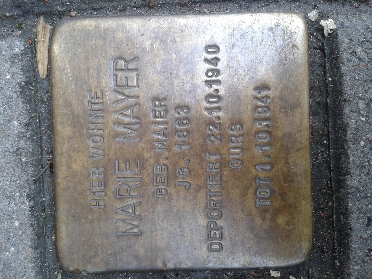 Stolperstein dedicated to Marie Mayer in Karlsruhe, Germany