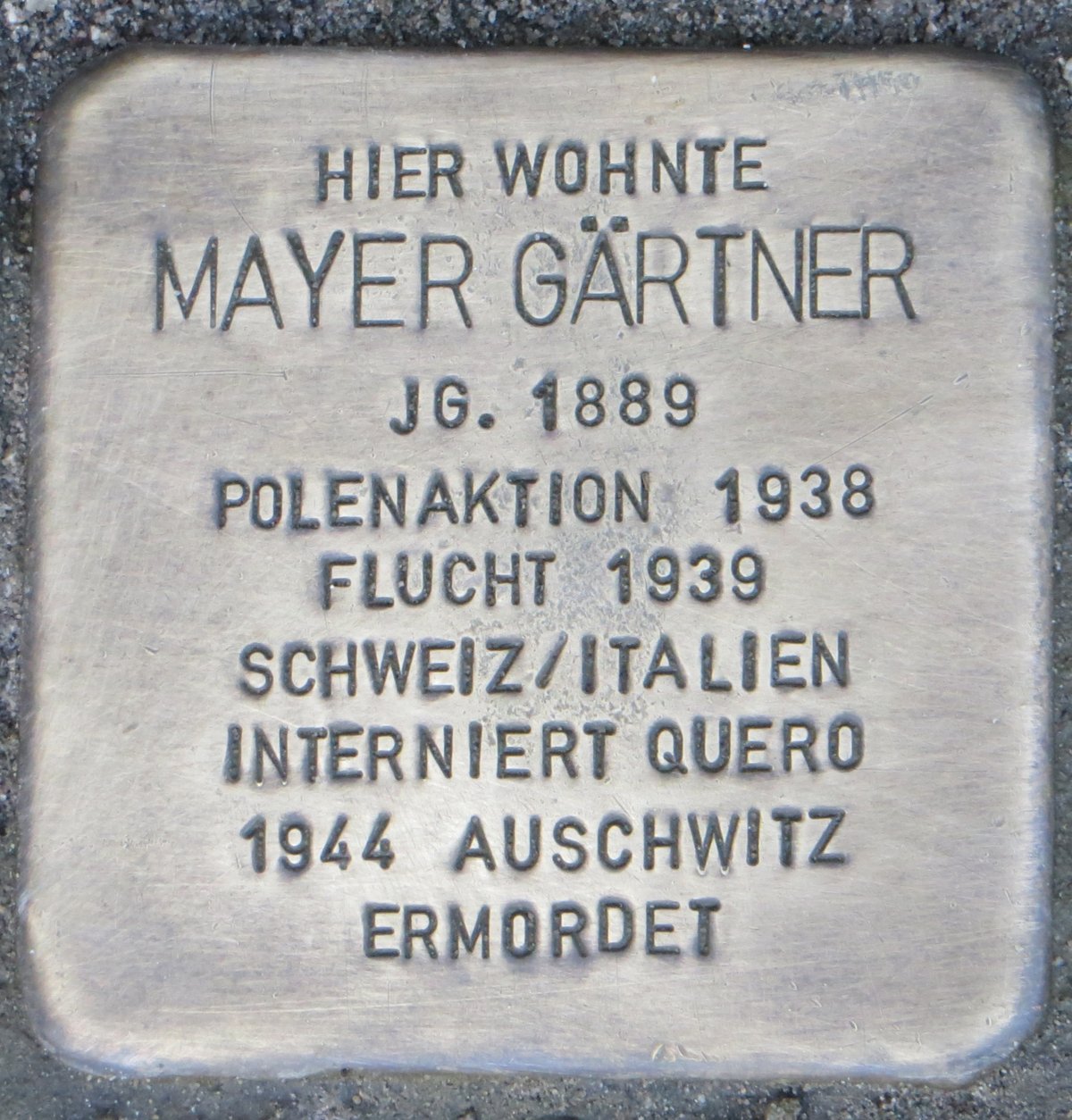 Stolperstein commemorating Mayer Gärtner in Karlsruhe, Germany