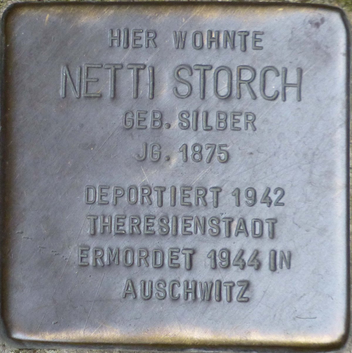 Stolperstein memorial stone for Netti Storch in Karlsruhe, Germany