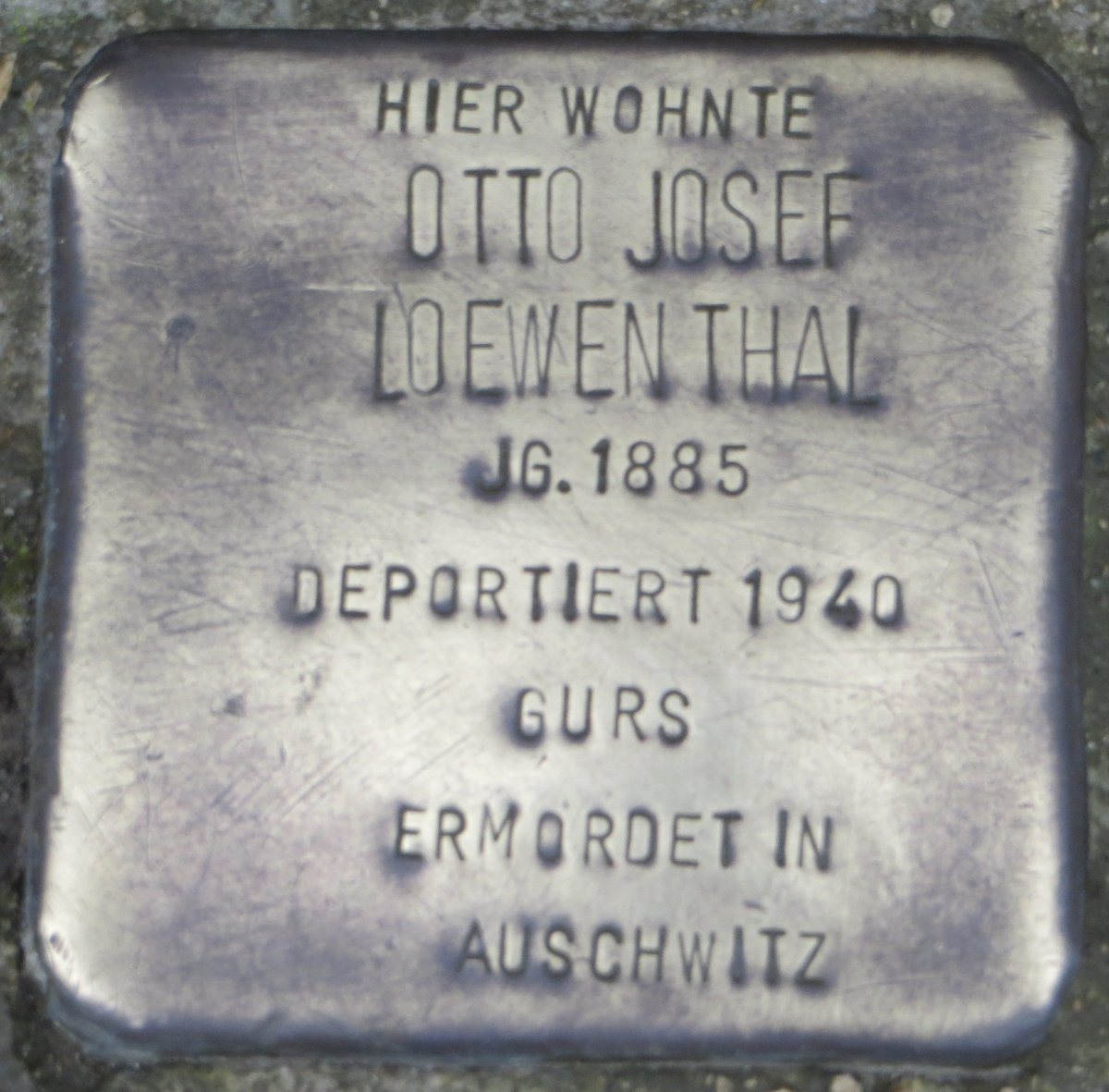 Stolperstein dedicated to Otto Josef Löwenthal in Karlsruhe, Germany