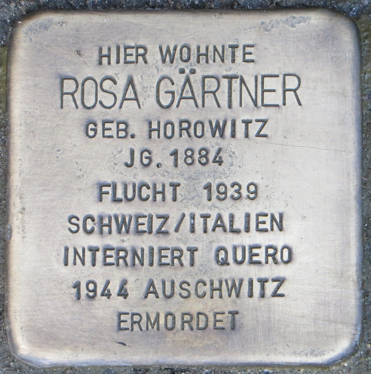Stolperstein commemorative stone for Rosa Gärtner in Karlsruhe, Germany