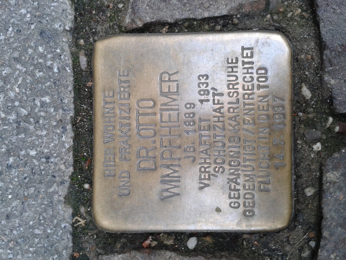 Stolperstein dedicated to Otto Wimpfheimer in Karlsruhe, Germany