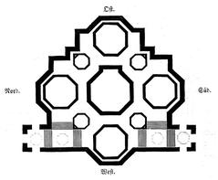 Floor plan of the Cathedral for the Protection of the Holy Virgin in the Kremlin from 1844