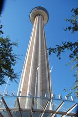 Tower of the Americas in San Antonio against clear blue sky