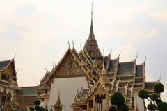 View of Palais Dusit Maha Prasat and Aphorn Phimok Prasat Pavilion in Dusit Palace Bangkok
