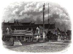 Chinese style houses in the Grand Palace, Bangkok known as Sukunawan or 'Birds' Garden' used for keeping royal pet birds