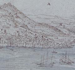 Southern end of the city of Gibraltar with buildings and coastline