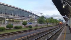 Bang Sue Junction railway station in Bangkok with train tracks and platforms