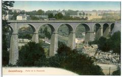 Historic view of the Paserelle bridge in Luxemburg in 1906